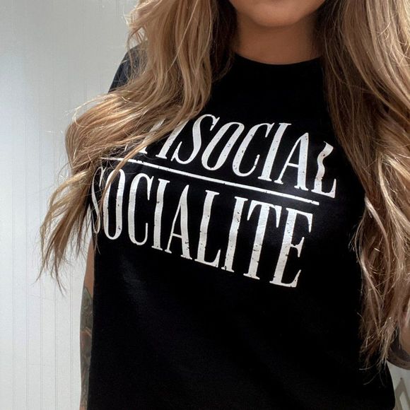 UNISEX ANTISOCIAL SOCIALITE TEE - Picture 3 of 6